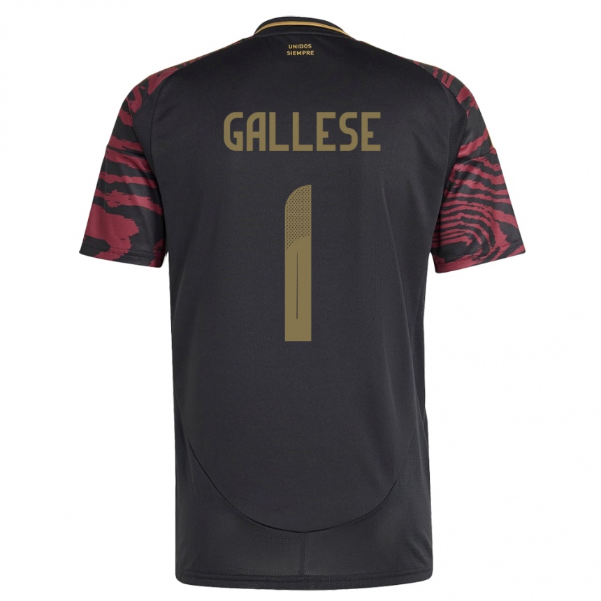 Kids Football Peru Pedro Gallese #1 Black Away Jersey 24-26 T-Shirt Za