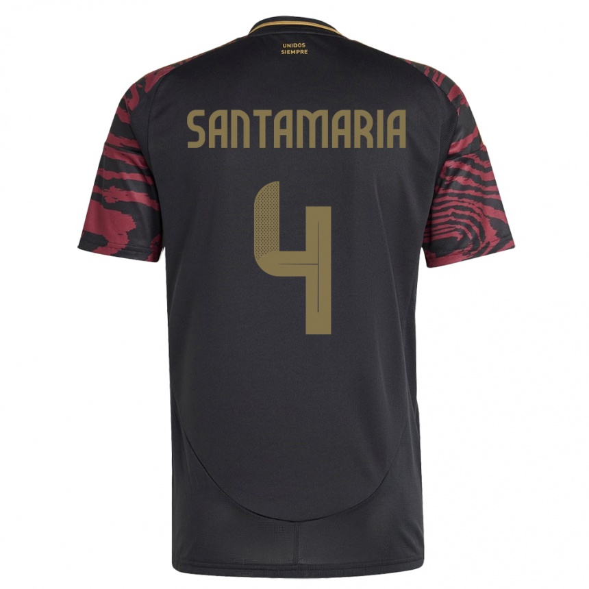 Kids Football Peru Anderson Santamaría #4 Black Away Jersey 24-26 T-Shirt Za