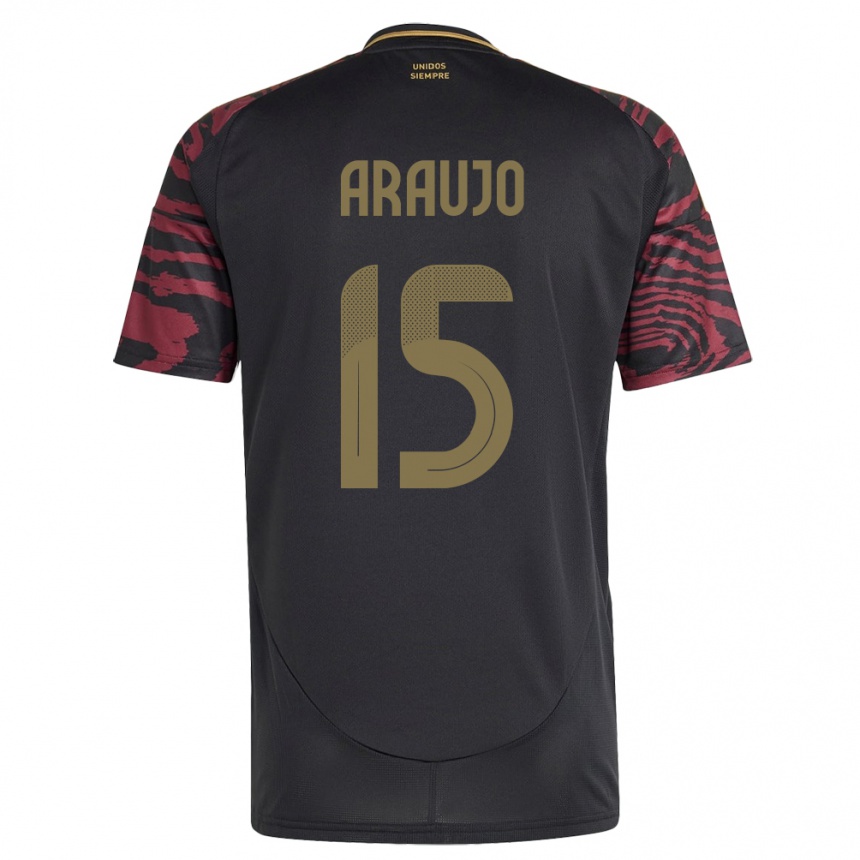 Kids Football Peru Miguel Araujo #15 Black Away Jersey 24-26 T-Shirt Za