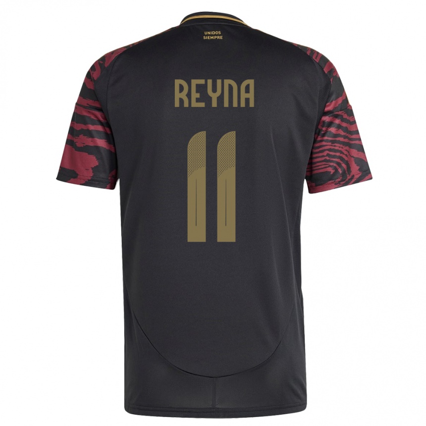 Kids Football Peru Bryan Reyna #11 Black Away Jersey 24-26 T-Shirt Za