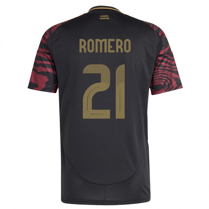 Kids Football Peru Diego Romero #21 Black Away Jersey 24-26 T-Shirt Za