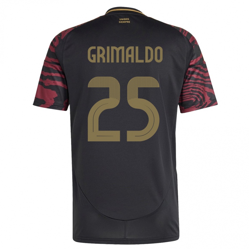 Kids Football Peru Joao Grimaldo #25 Black Away Jersey 24-26 T-Shirt Za