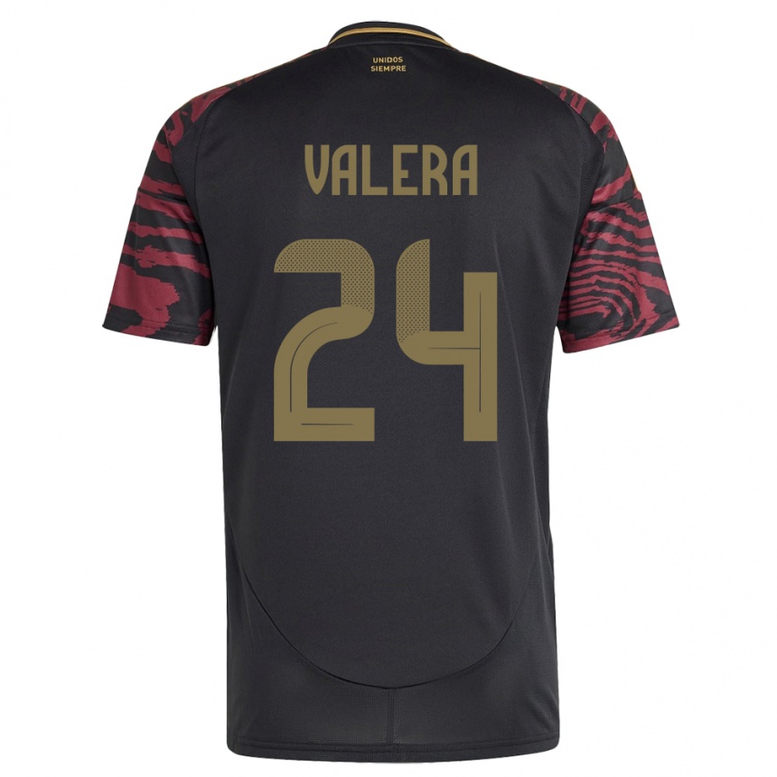 Kids Football Peru Álex Valera #24 Black Away Jersey 24-26 T-Shirt Za