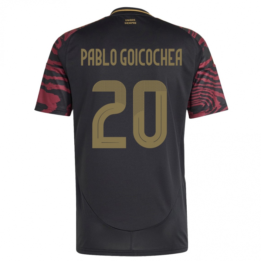 Kids Football Peru Juan Pablo Goicochea #20 Black Away Jersey 24-26 T-Shirt Za