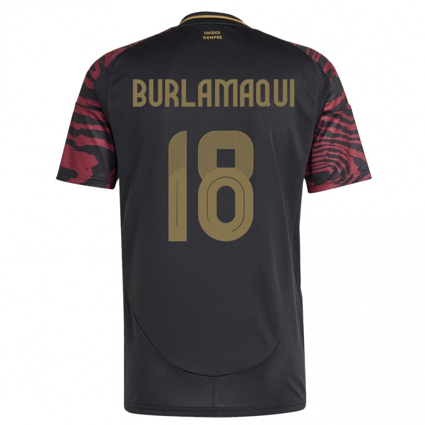 Kids Football Peru Alessandro Burlamaqui #18 Black Away Jersey 24-26 T-Shirt Za