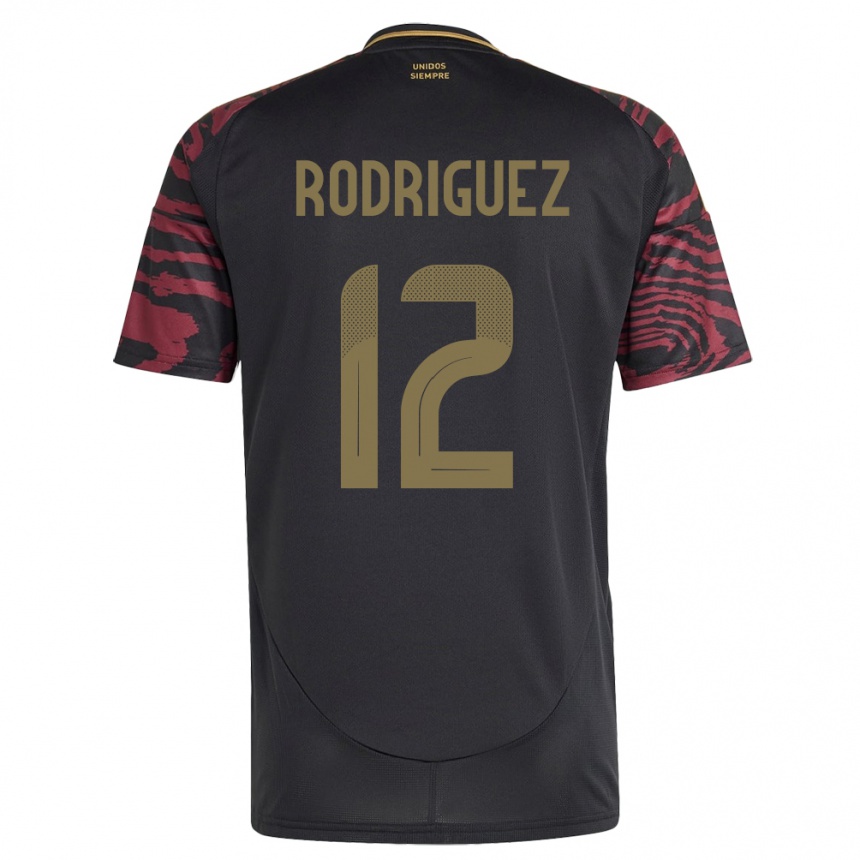 Kids Football Peru Jhefferson Rodríguez #12 Black Away Jersey 24-26 T-Shirt Za