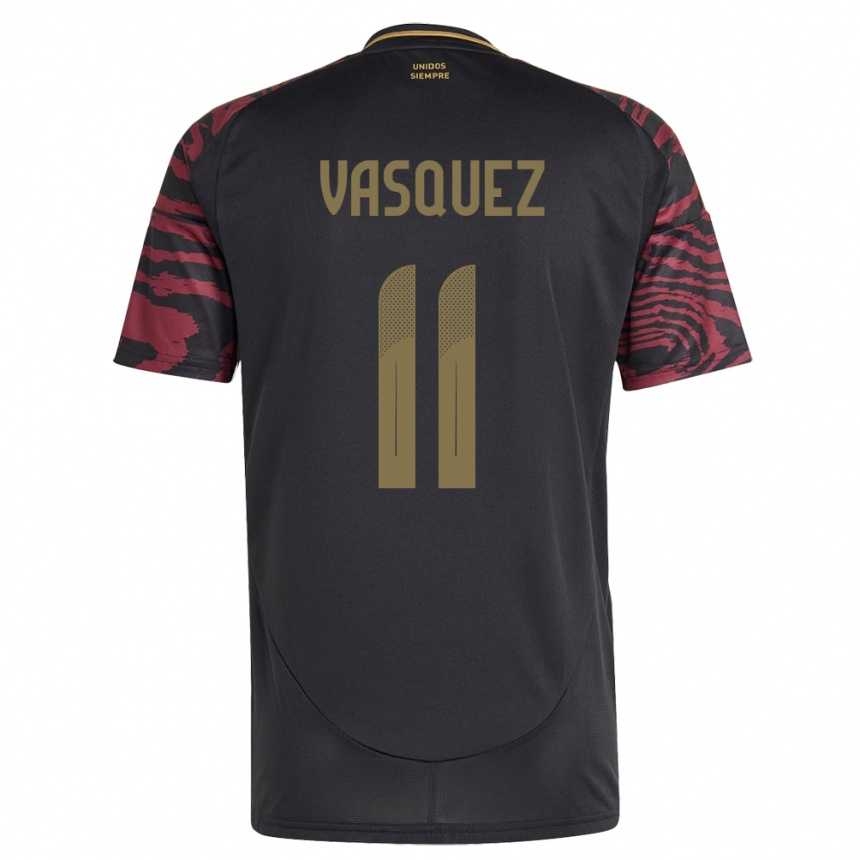 Kids Football Peru Diether Vásquez #11 Black Away Jersey 24-26 T-Shirt Za