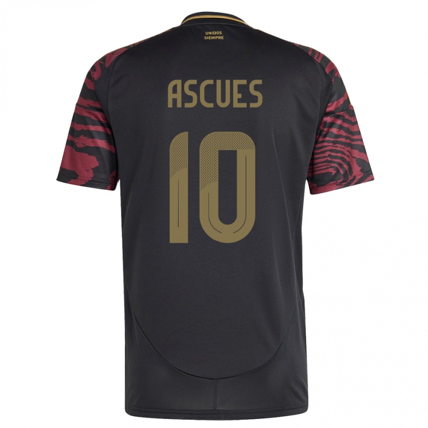 Kids Football Peru Adrián Ascues #10 Black Away Jersey 24-26 T-Shirt Za