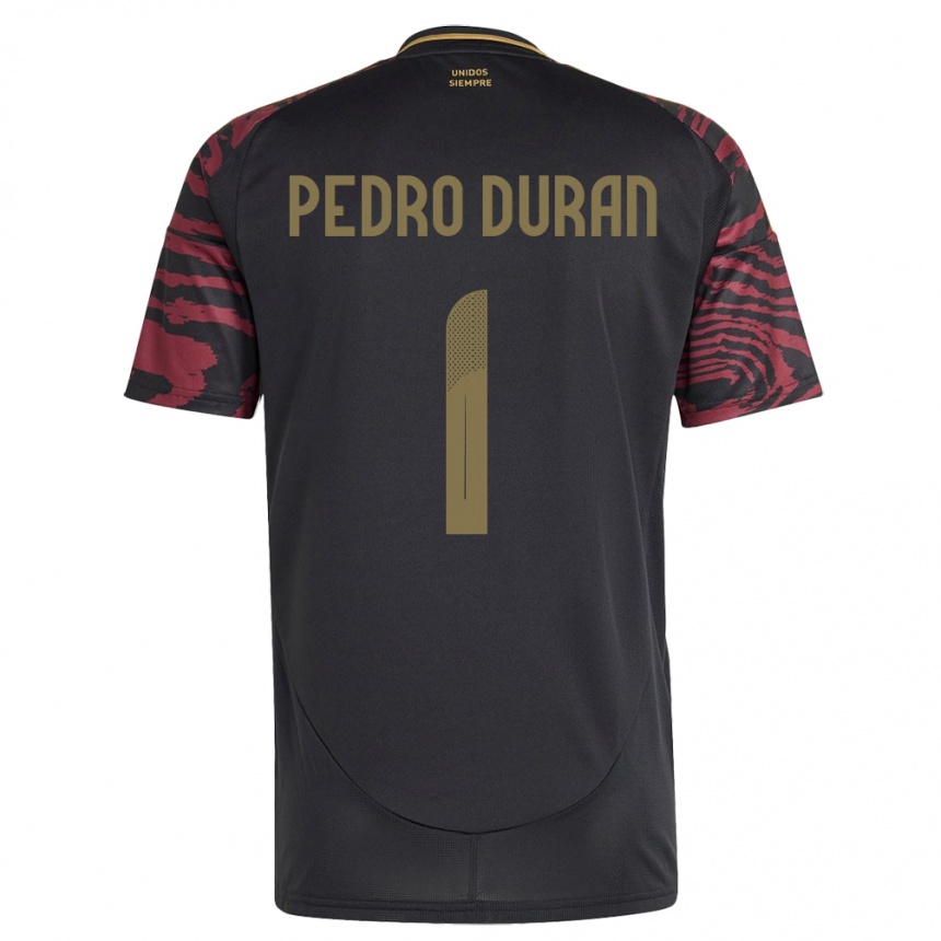 Kids Football Peru Juan Pedro Durán #1 Black Away Jersey 24-26 T-Shirt Za