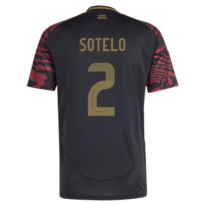 Kids Football Peru Ghian Sotelo #2 Black Away Jersey 24-26 T-Shirt Za