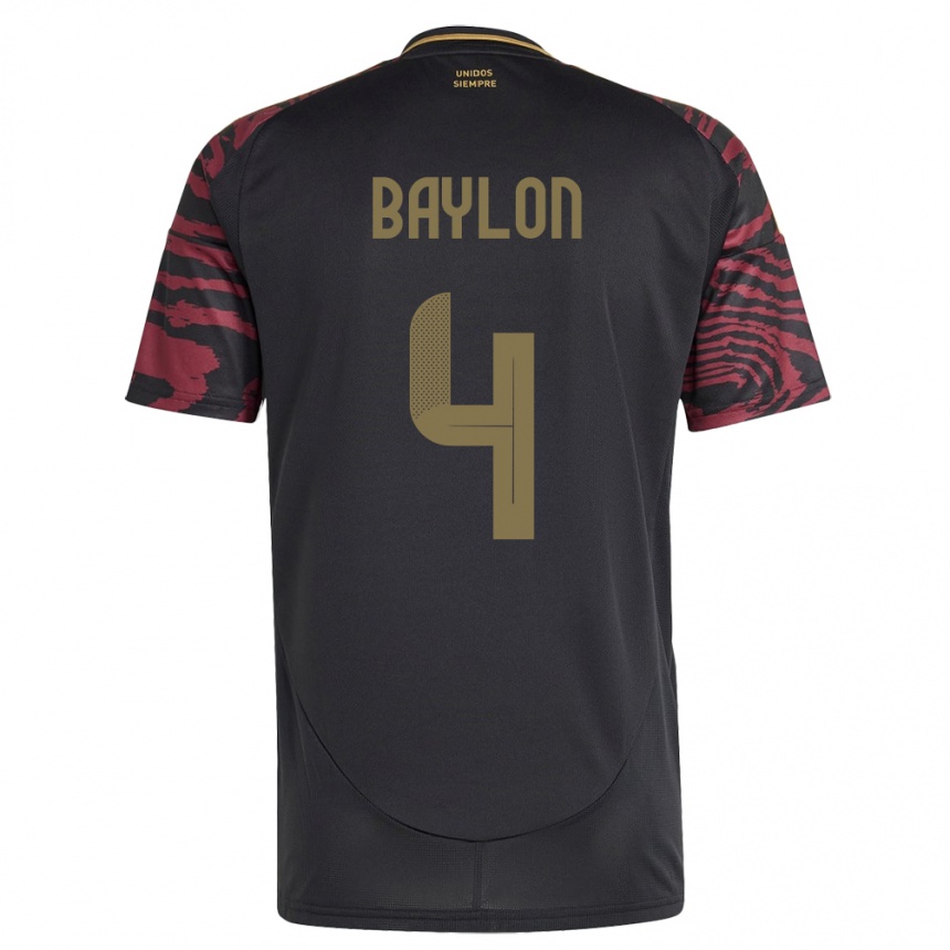 Kids Football Peru Luis Baylón #4 Black Away Jersey 24-26 T-Shirt Za