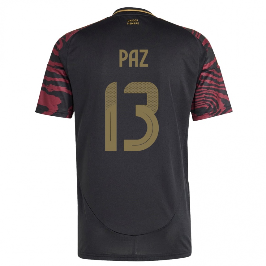 Kids Football Peru Braidy Paz #13 Black Away Jersey 24-26 T-Shirt Za