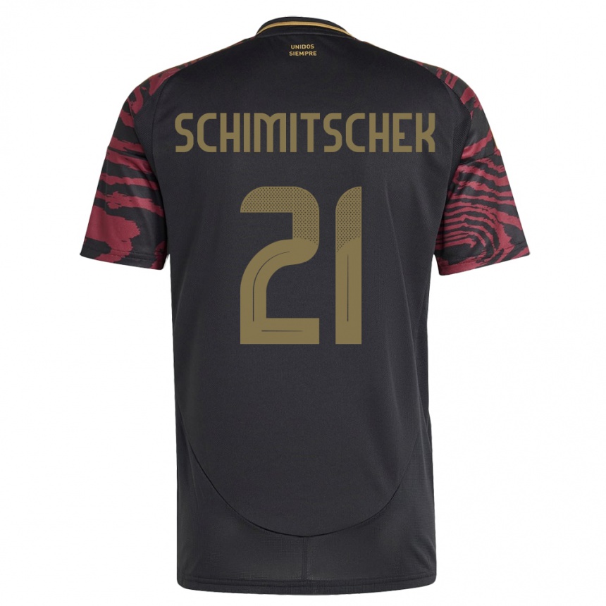 Kids Football Peru Ian Schimitschek #21 Black Away Jersey 24-26 T-Shirt Za