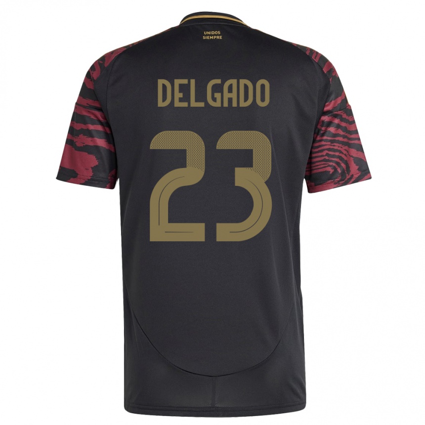 Kids Football Peru Valentino Delgado #23 Black Away Jersey 24-26 T-Shirt Za