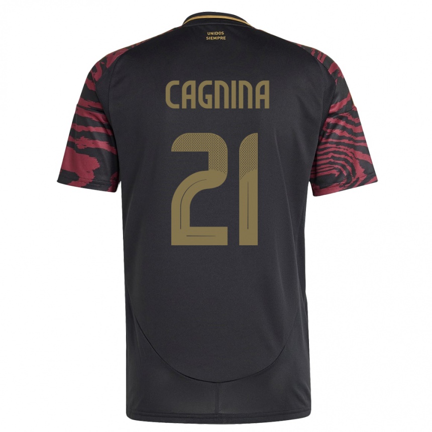 Kids Football Peru Grace Cagnina #21 Black Away Jersey 24-26 T-Shirt Za