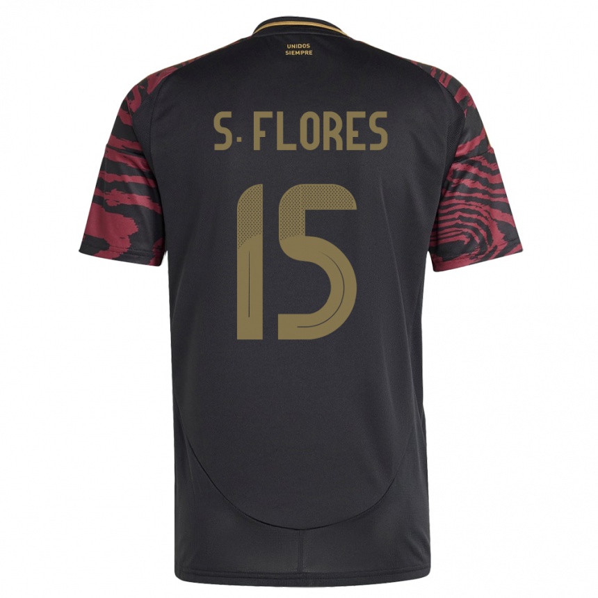 Kids Football Peru Scarleth Flores #15 Black Away Jersey 24-26 T-Shirt Za