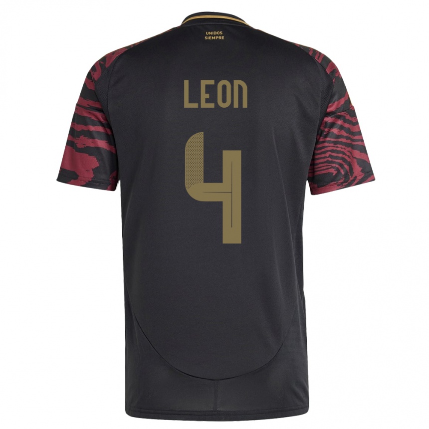 Kids Football Peru Mía León #4 Black Away Jersey 24-26 T-Shirt Za