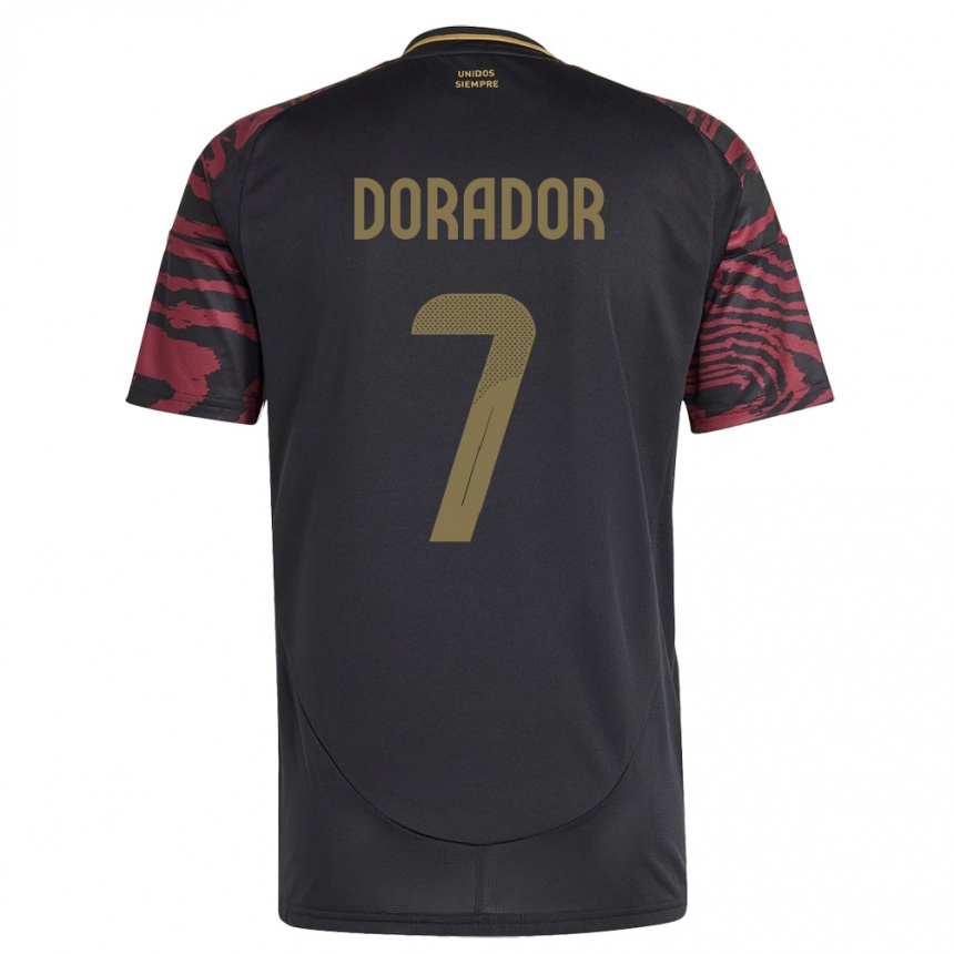 Kids Football Peru Sandy Dorador #7 Black Away Jersey 24-26 T-Shirt Za