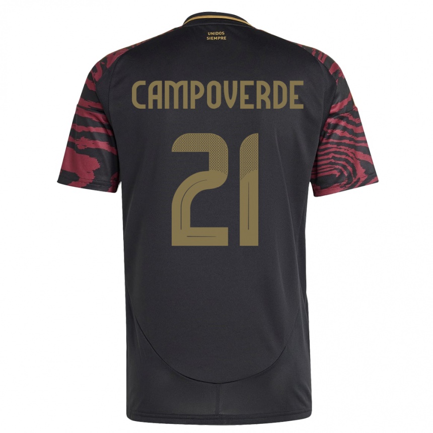 Kids Football Peru Luz Campoverde #21 Black Away Jersey 24-26 T-Shirt Za