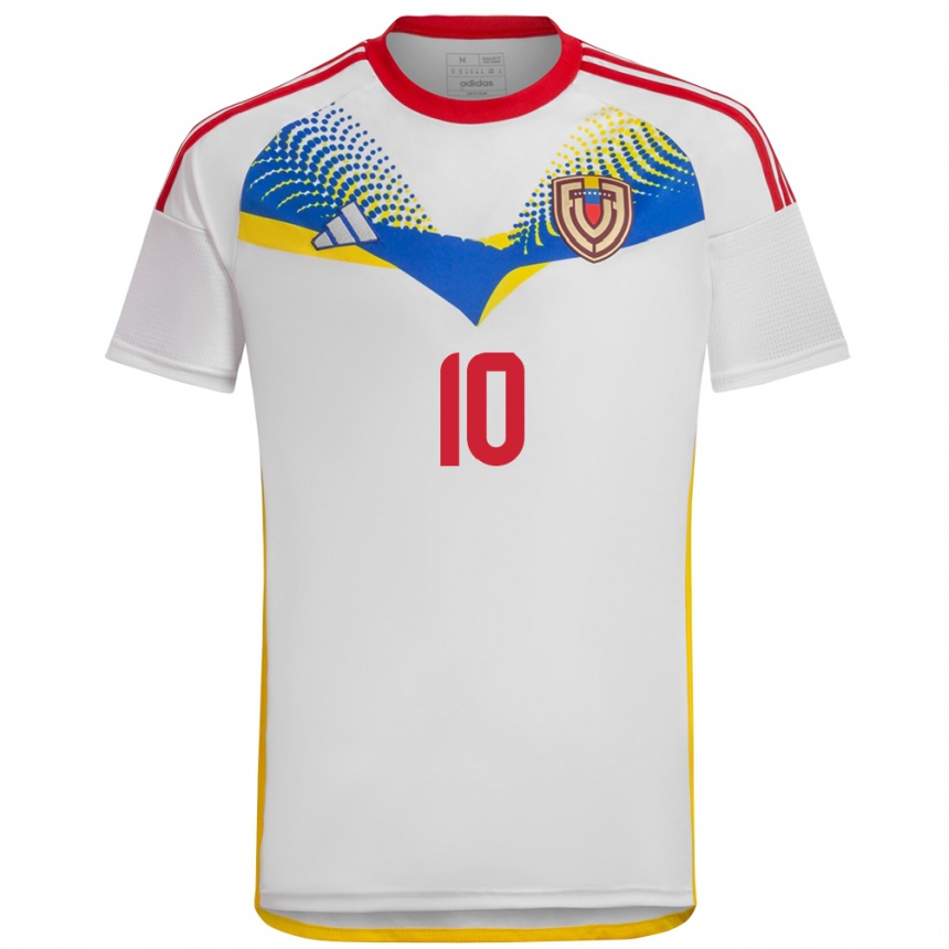 Kids Football Venezuela Enyerliannys Higuera #10 White Away Jersey 24-26 T-Shirt Za