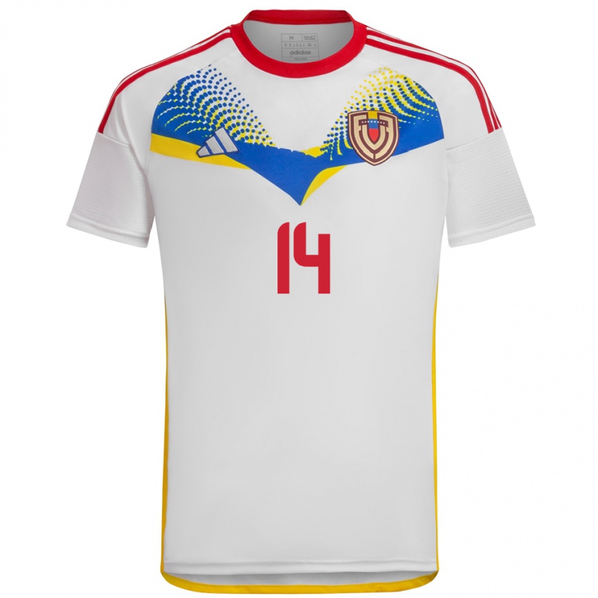 Kids Football Venezuela Miguel Vegas #14 White Away Jersey 24-26 T-Shirt Za