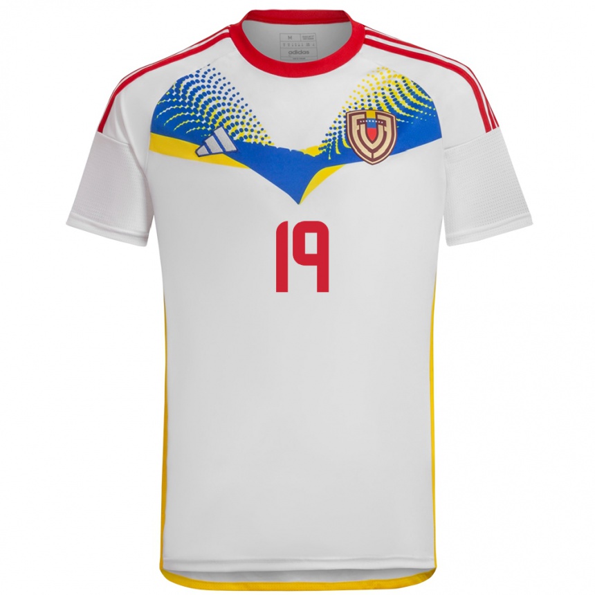 Kids Football Venezuela Brayan Alcocer #19 White Away Jersey 24-26 T-Shirt Za