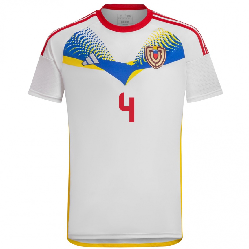 Kids Football Venezuela Santiago Gómez #4 White Away Jersey 24-26 T-Shirt Za