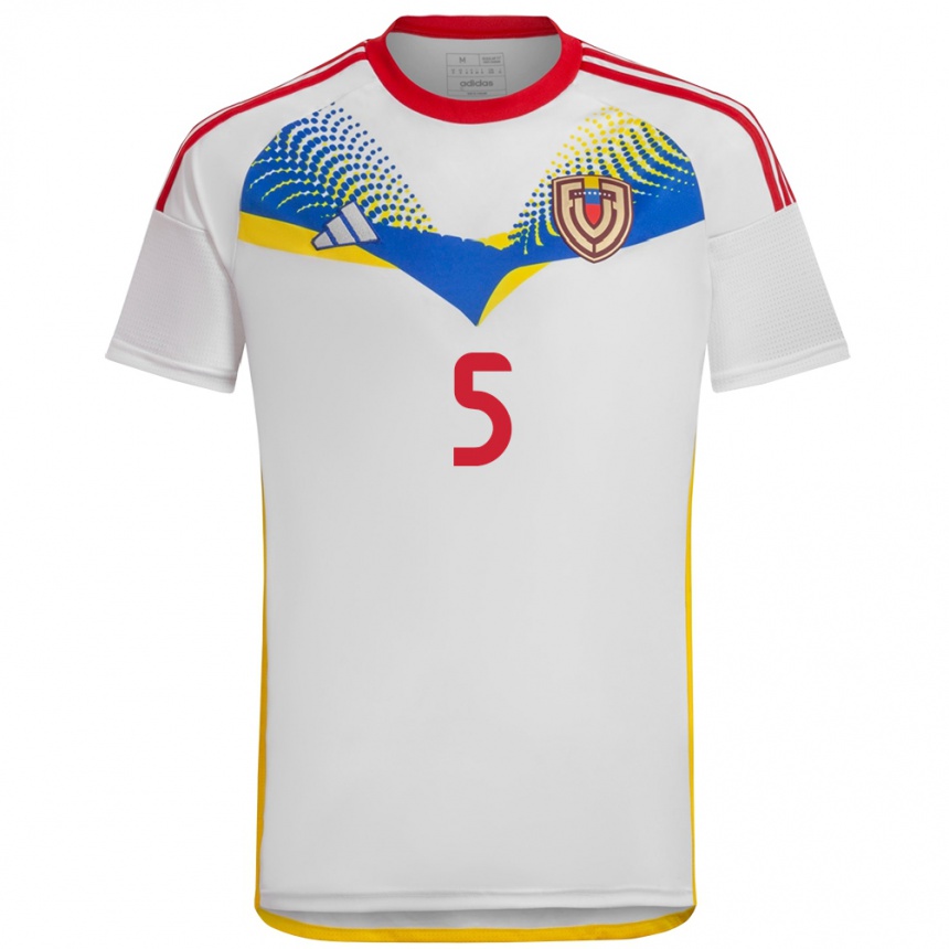 Kids Football Venezuela Yenifer Giménez #5 White Away Jersey 24-26 T-Shirt Za