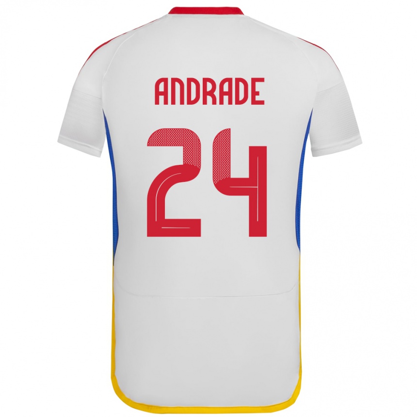 Kids Football Venezuela Kervin Andrade #24 White Away Jersey 24-26 T-Shirt Za