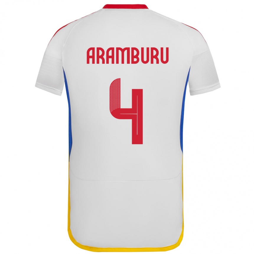 Kids Football Venezuela Jon Aramburu #4 White Away Jersey 24-26 T-Shirt Za