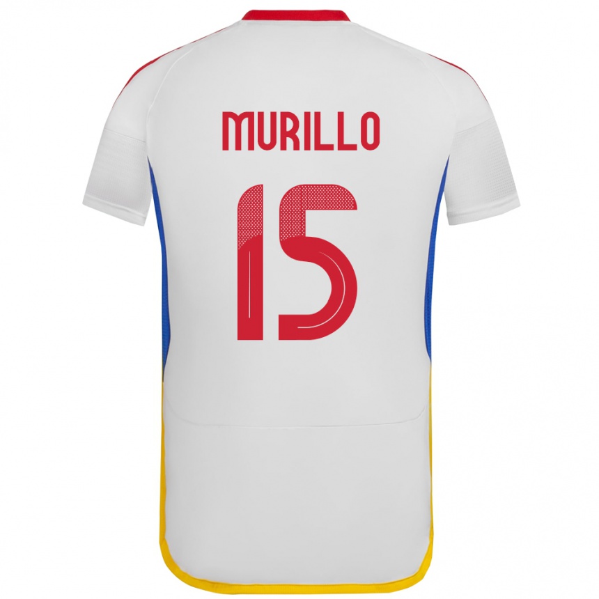 Kids Football Venezuela Jhon Murillo #15 White Away Jersey 24-26 T-Shirt Za