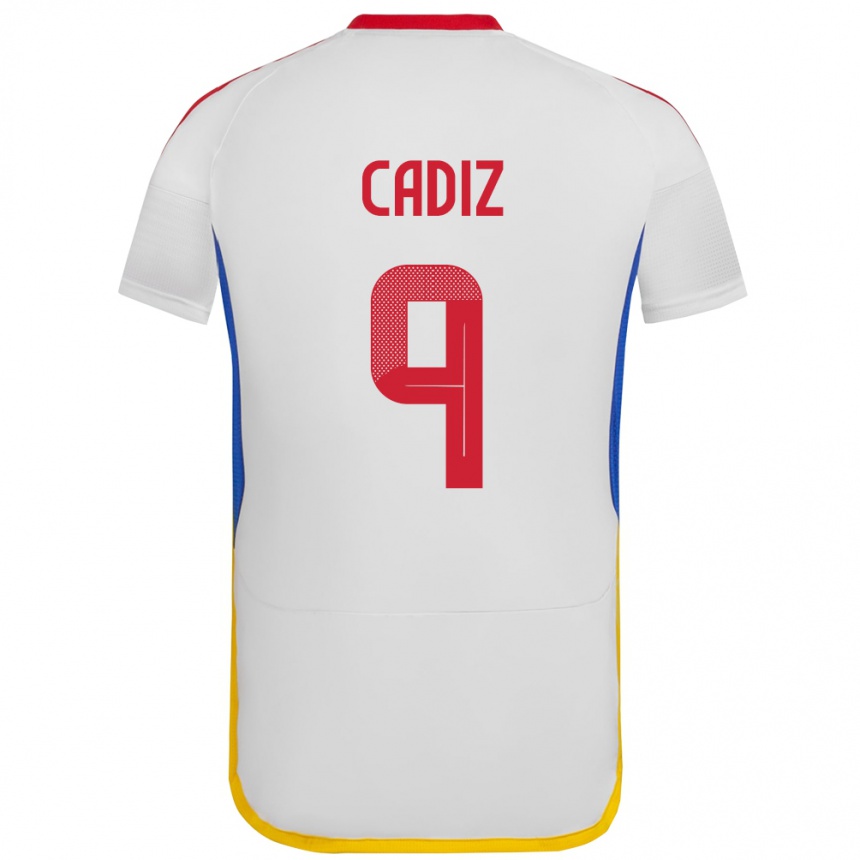 Kids Football Venezuela Jhonder Cádiz #9 White Away Jersey 24-26 T-Shirt Za