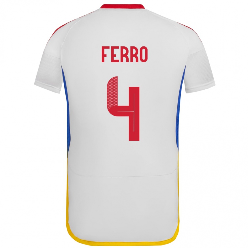 Kids Football Venezuela Andrés Ferro #4 White Away Jersey 24-26 T-Shirt Za