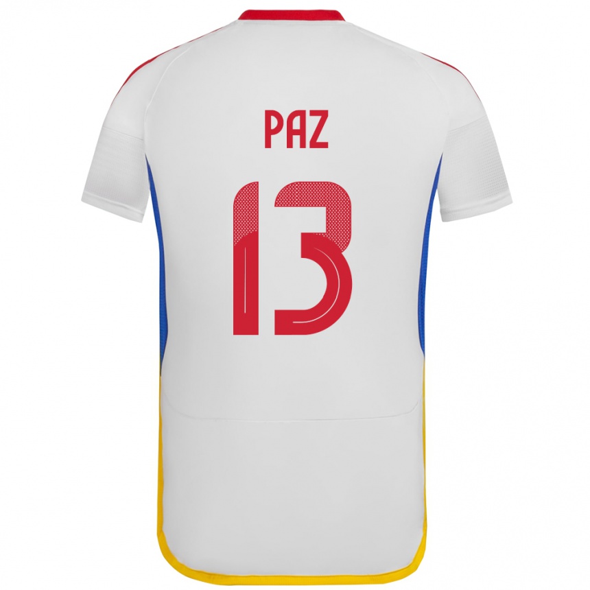 Kids Football Venezuela Jesús Paz #13 White Away Jersey 24-26 T-Shirt Za