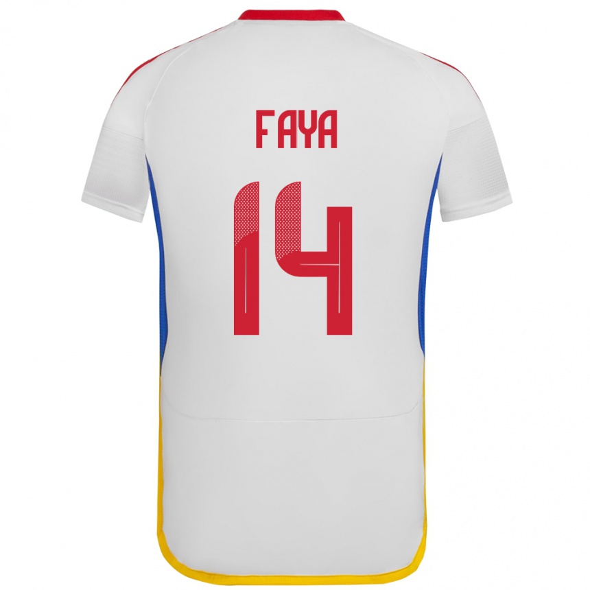 Kids Football Venezuela Carlos Faya #14 White Away Jersey 24-26 T-Shirt Za