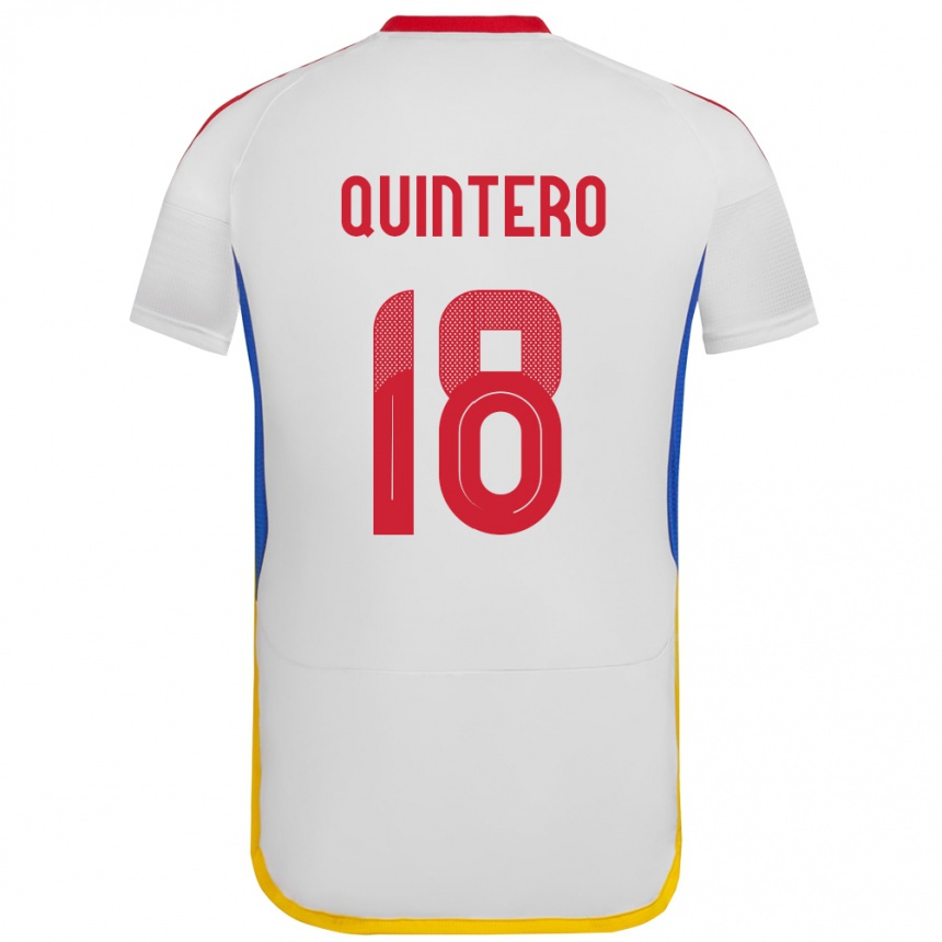 Kids Football Venezuela Jesús Quintero #18 White Away Jersey 24-26 T-Shirt Za