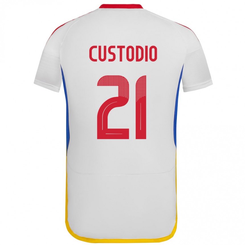 Kids Football Venezuela Alex Custodio #21 White Away Jersey 24-26 T-Shirt Za