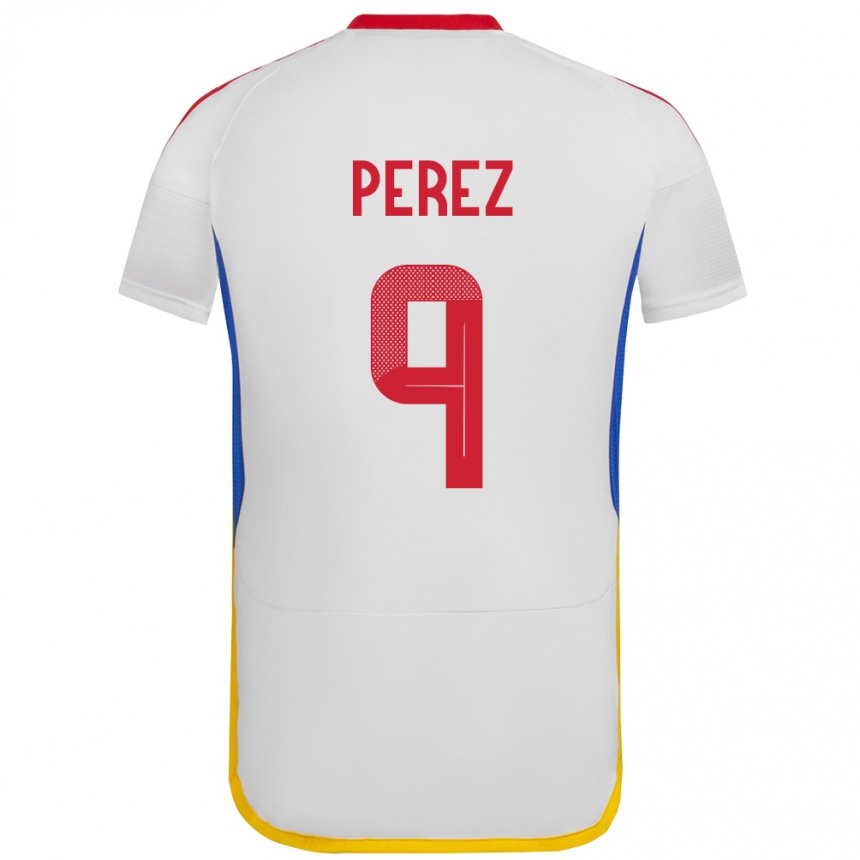 Kids Football Venezuela Daniel Pérez #9 White Away Jersey 24-26 T-Shirt Za