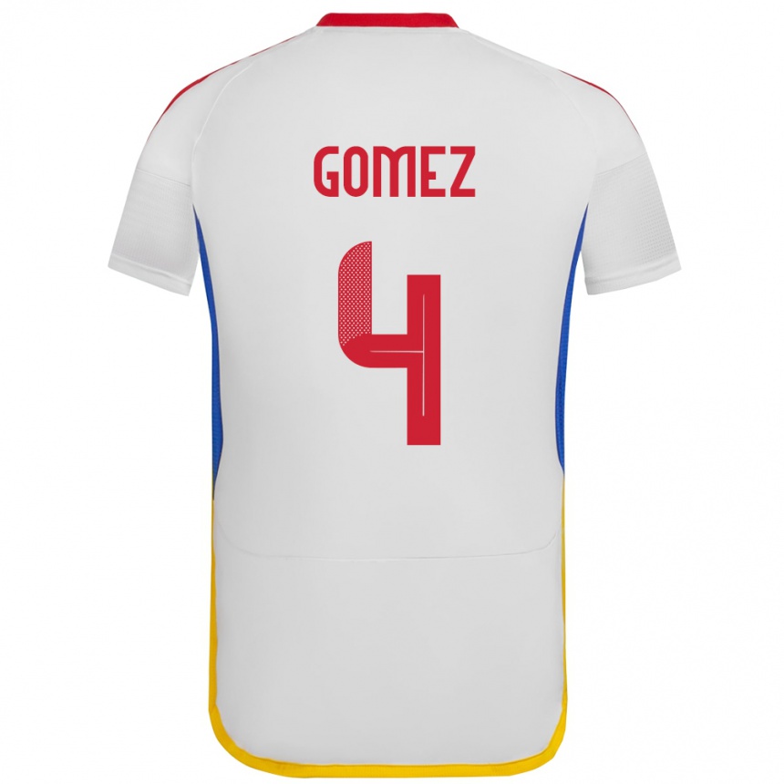 Kids Football Venezuela Santiago Gómez #4 White Away Jersey 24-26 T-Shirt Za