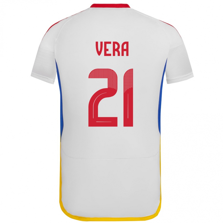 Kids Football Venezuela Andry Vera #21 White Away Jersey 24-26 T-Shirt Za