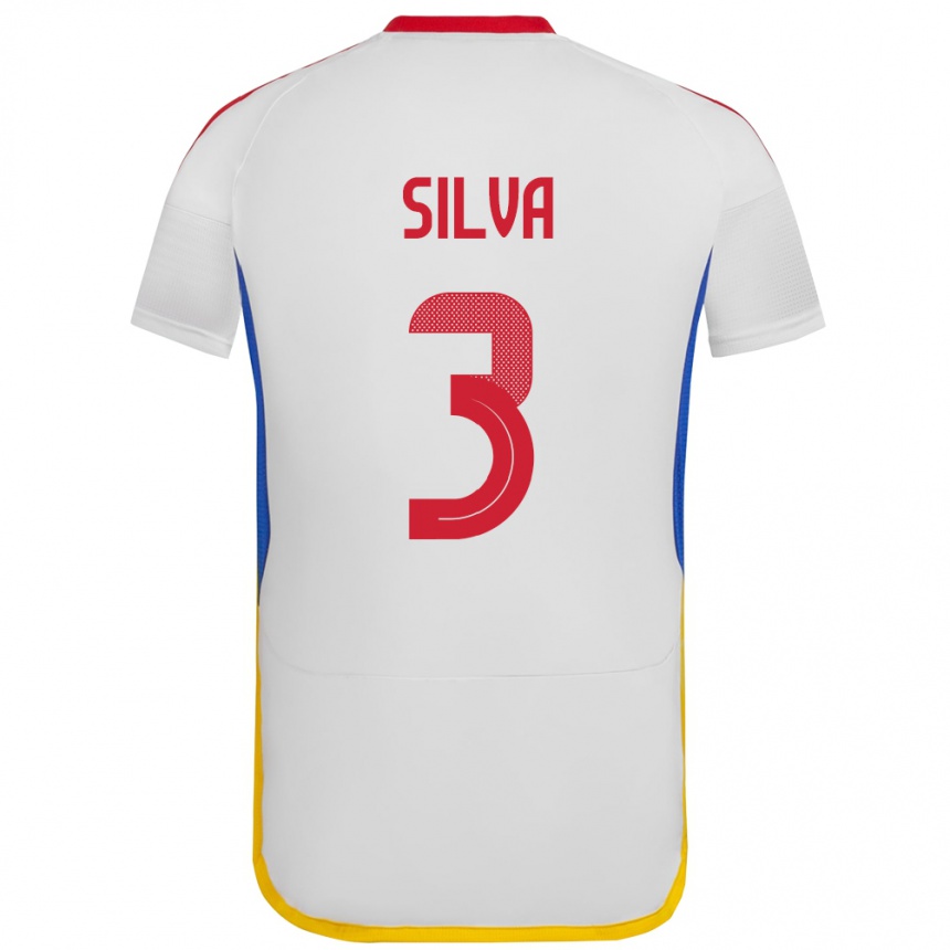 Kids Football Venezuela Santiago Silva #3 White Away Jersey 24-26 T-Shirt Za