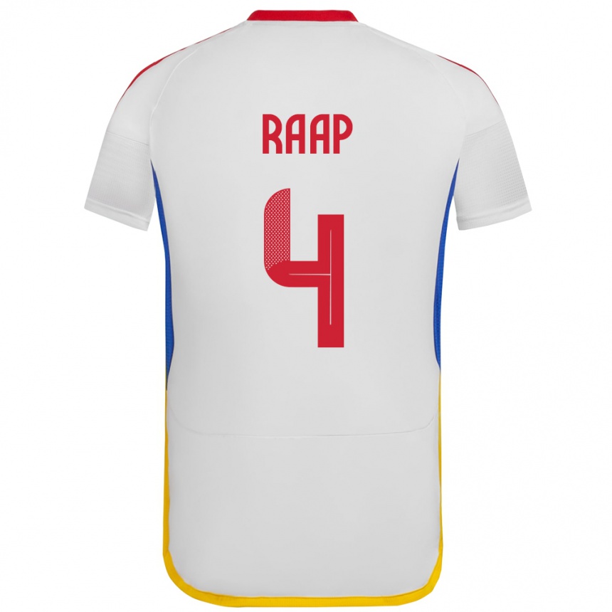 Kids Football Venezuela Yiandro Raap #4 White Away Jersey 24-26 T-Shirt Za