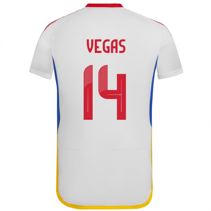 Kids Football Venezuela Miguel Vegas #14 White Away Jersey 24-26 T-Shirt Za