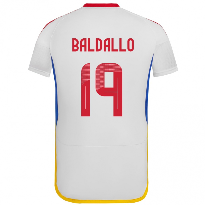 Kids Football Venezuela Micheel Baldallo #19 White Away Jersey 24-26 T-Shirt Za