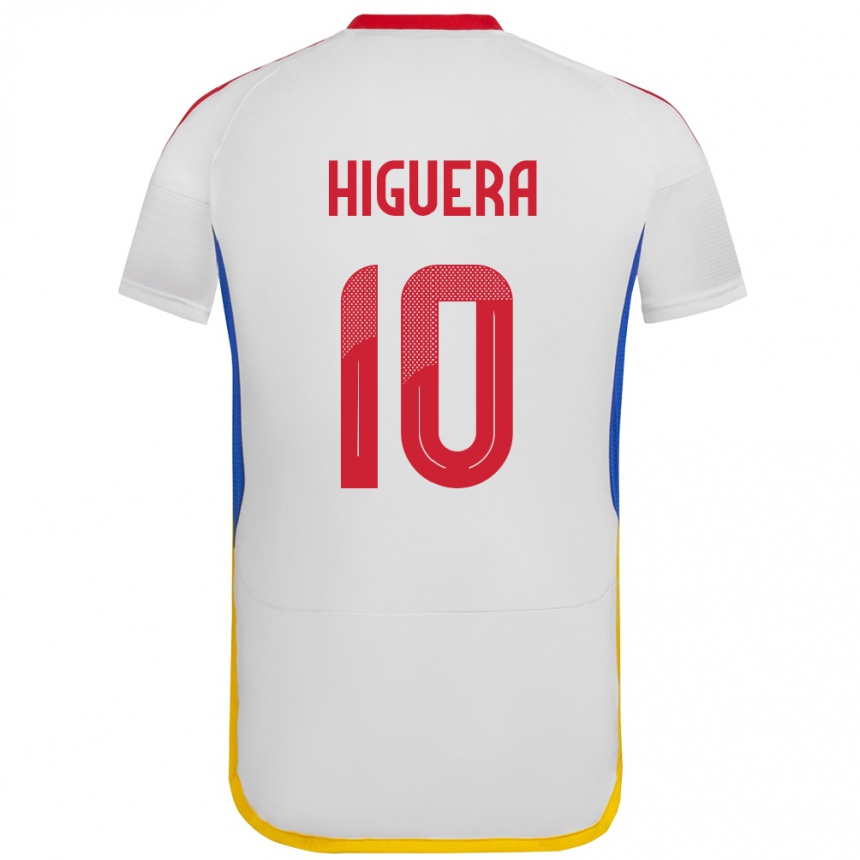 Kids Football Venezuela Enyerliannys Higuera #10 White Away Jersey 24-26 T-Shirt Za