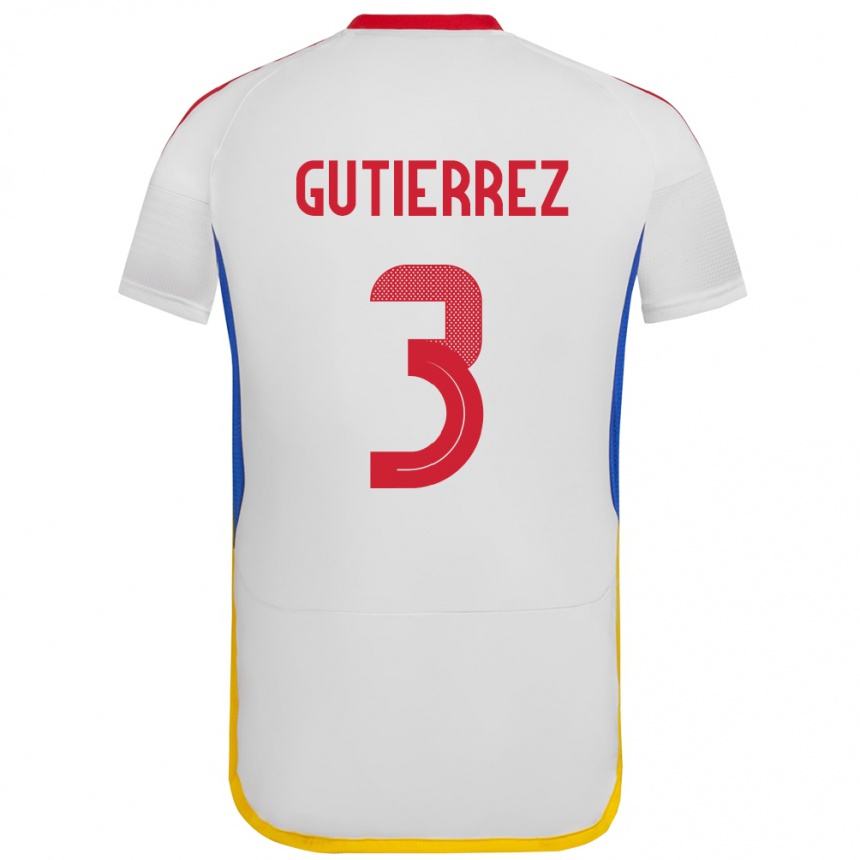 Kids Football Venezuela Nairelis Gutiérrez #3 White Away Jersey 24-26 T-Shirt Za