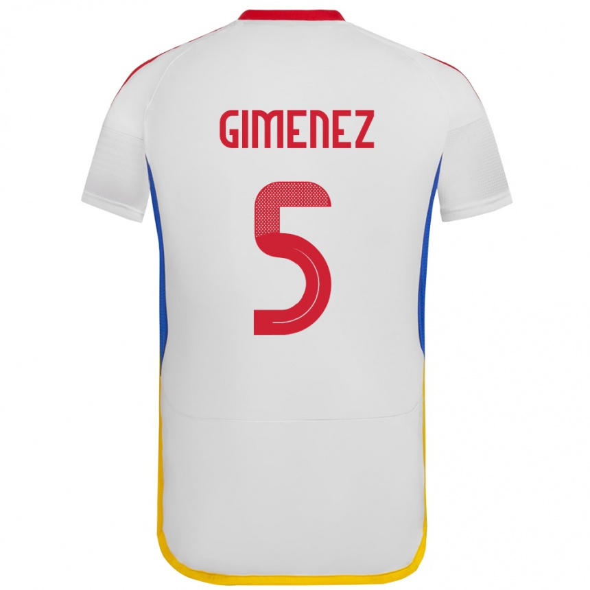 Kids Football Venezuela Yenifer Giménez #5 White Away Jersey 24-26 T-Shirt Za