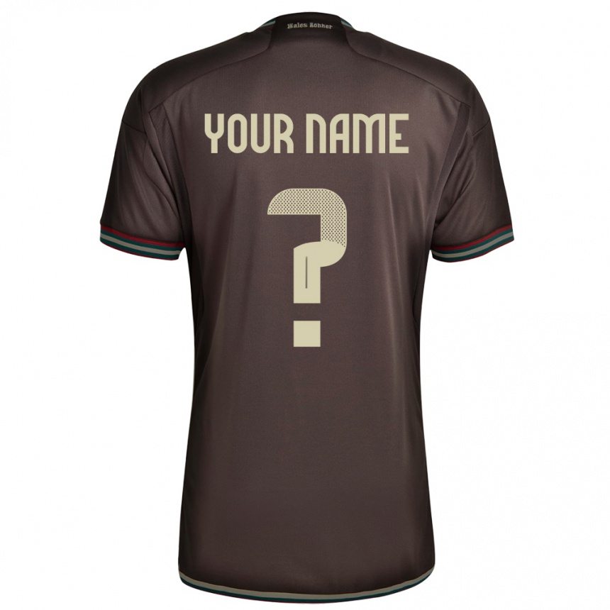 Kids Football Jamaica Your Name #0 Night Brown Away Jersey 24-26 T-Shirt Za