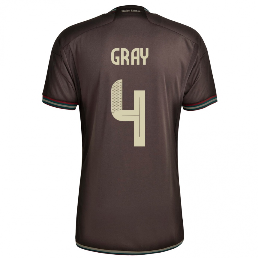 Kids Football Jamaica Tayvon Gray #4 Night Brown Away Jersey 24-26 T-Shirt Za