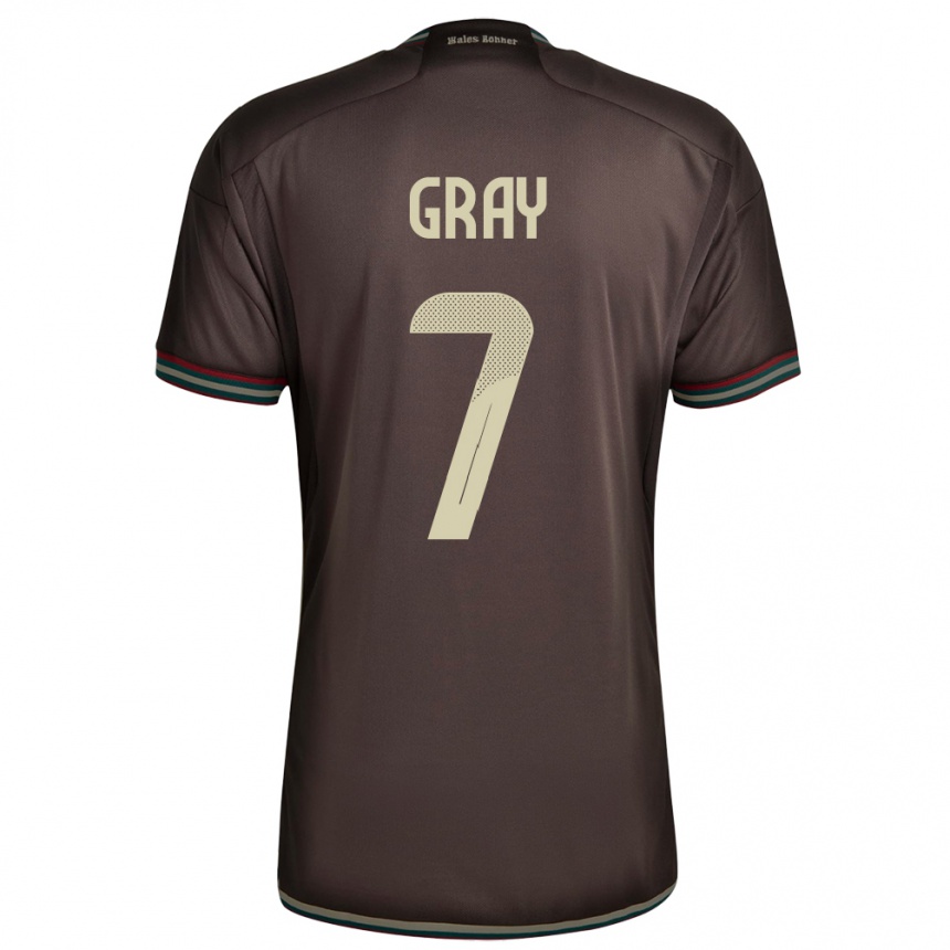 Kids Football Jamaica Demarai Gray #7 Night Brown Away Jersey 24-26 T-Shirt Za